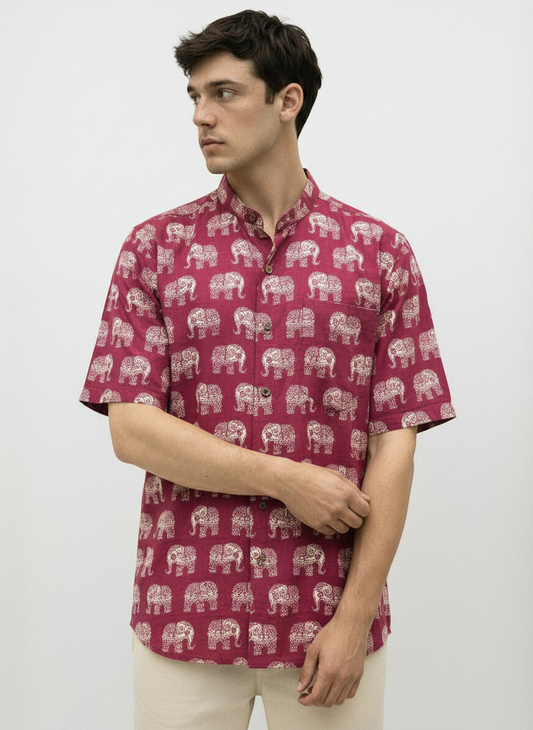 Kartikeya Jaipur  Elephant Print Cotton Shirt For Mens