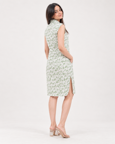 Floral Cotton Sleeveless Long Shirt Dress for Womens - Festive Edit