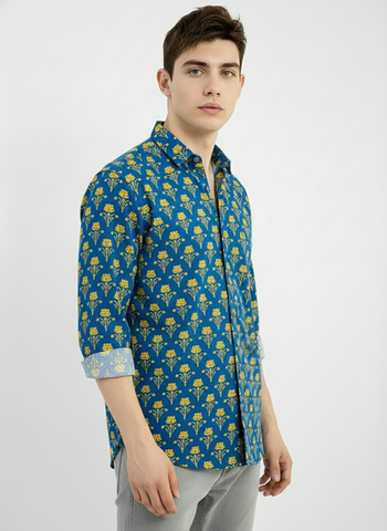 Floral Print full Sleeve Cotton Shirt for Men - Festive Edit