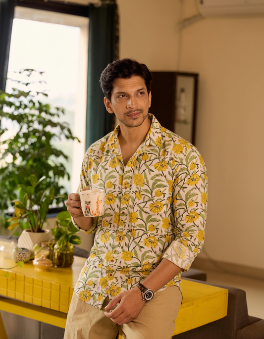 Abstract Floral Ethnic Print Full Sleeve Shirt