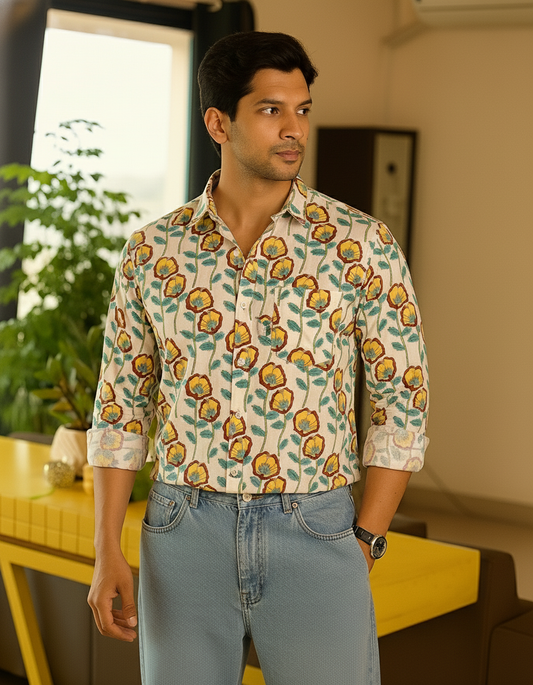 Quirky Floral Ethnic Print Full Sleeve Shirt