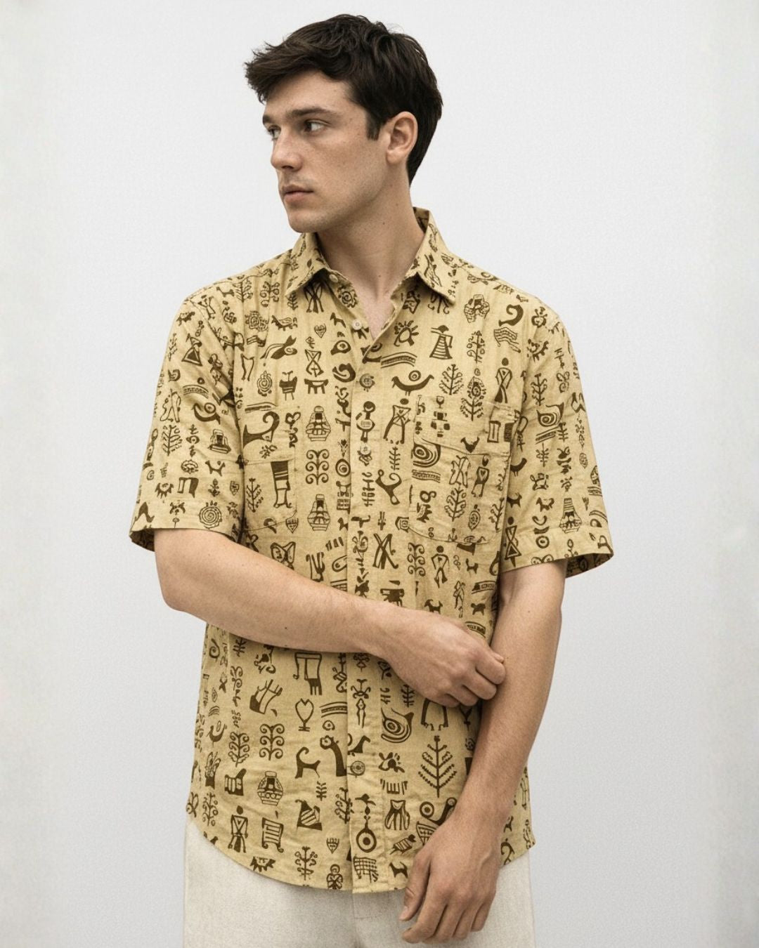 Tribal Print Cotton Classic Shirt for Men