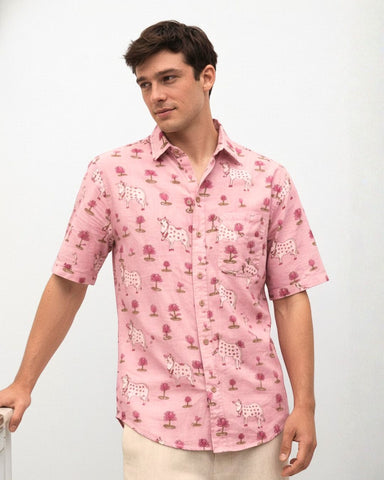 Kartikeya Jaipur Mens Pichwai Cow Print Cotton Shirt ( Pre Book - Dispatch by 20th June )