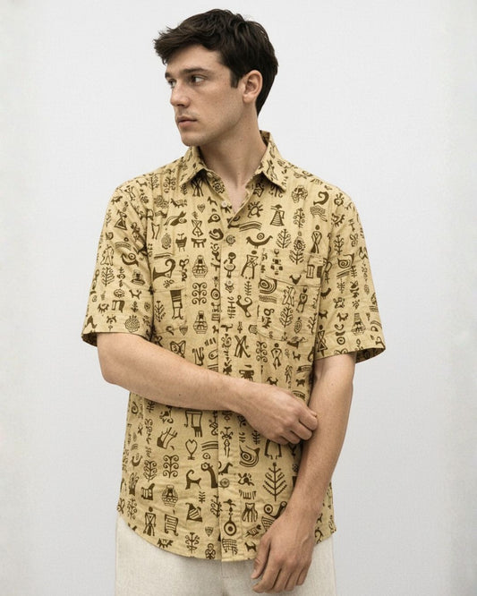 Tribal Print Cotton Classic Shirt for Men