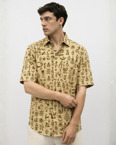 Tribal Print Cotton Classic Shirt for Men