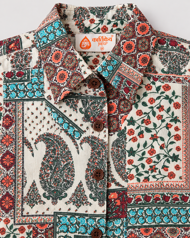 Kalamkari Print Sleeveless Long Shirt Dress for Women