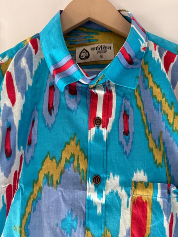 Ikat Print Vintage Cotton Shirt For Men