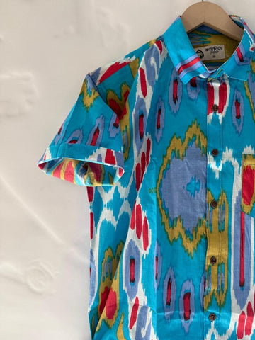 Ikat Print Vintage Cotton Shirt For Men