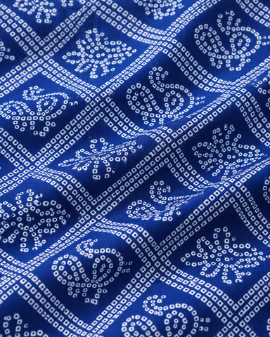 Blue Printed Camp Collar Bandhej Shirt