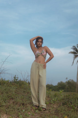 Jungle Print Cotton Padded Lace Bralette