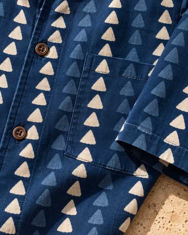 Kartikeya Jaipur Natural Print Indigo Shirt - Limited Edition ( Pre book dispatch by 5TH OCT)