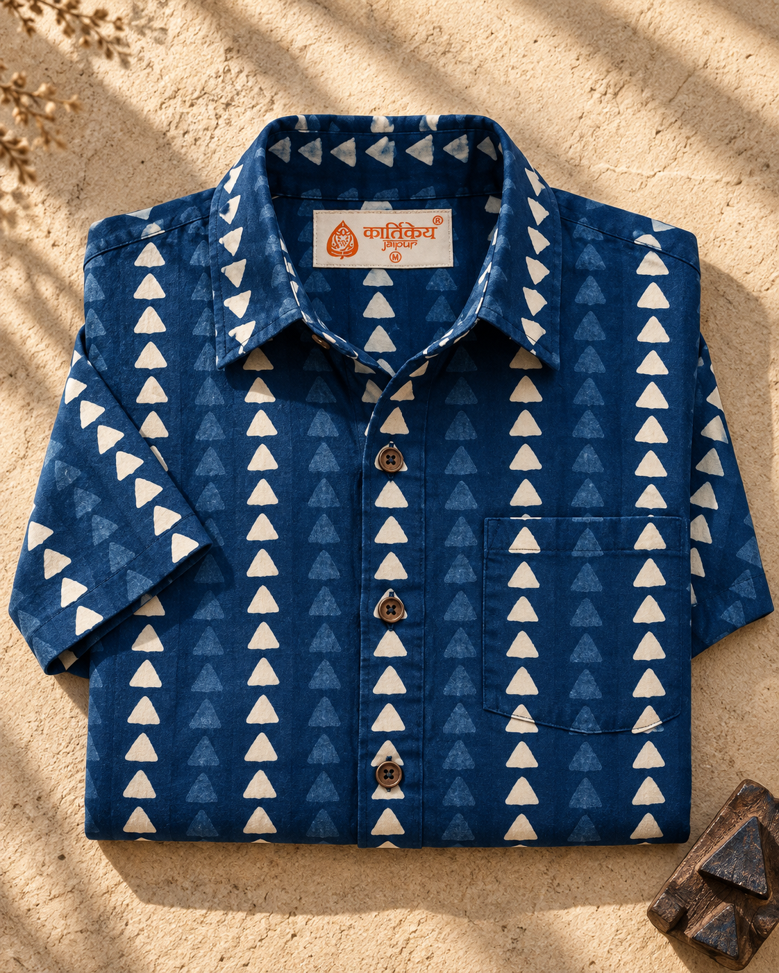 Kartikeya Jaipur Natural Print Indigo Shirt - Limited Edition ( Pre book dispatch by 5TH OCT)