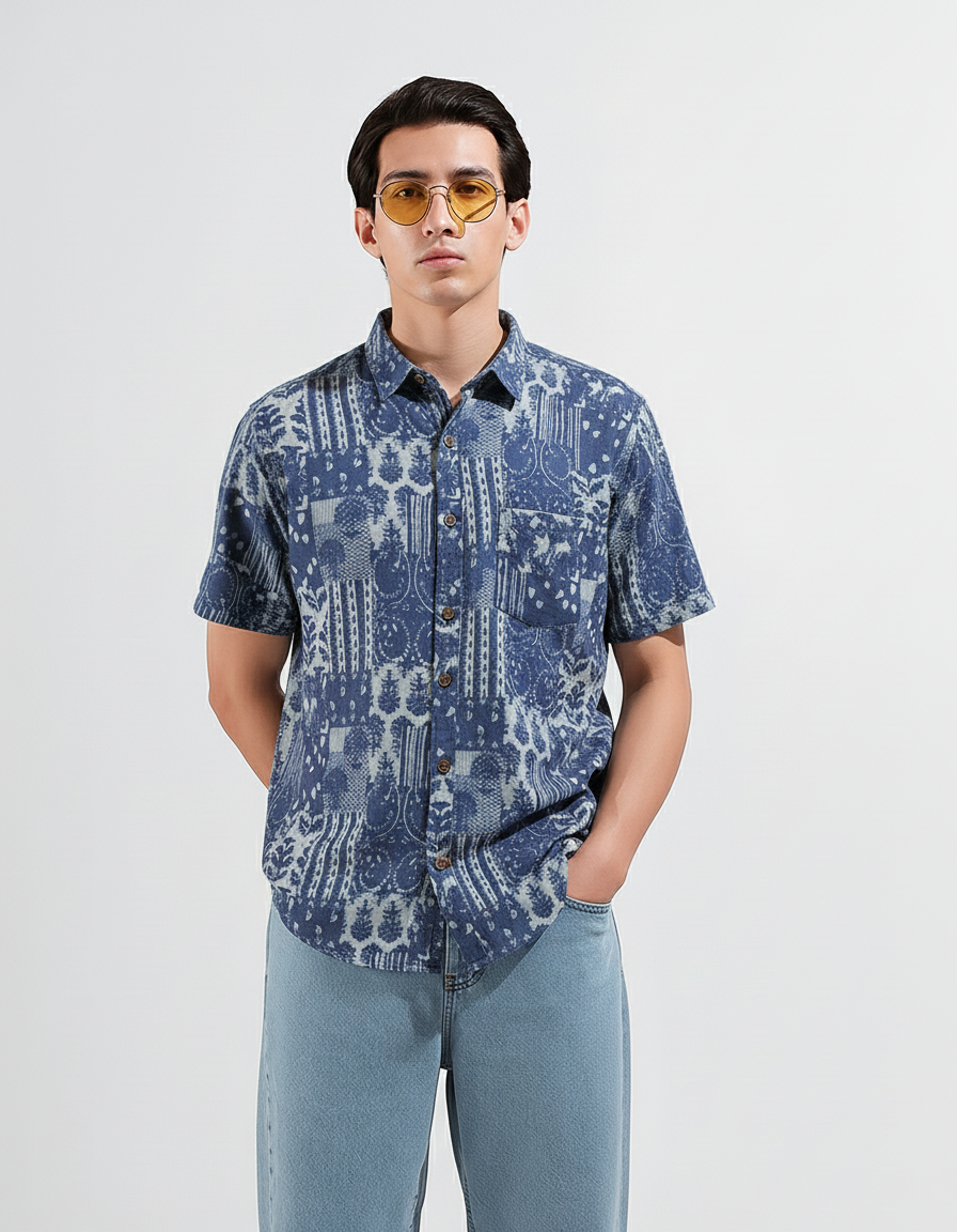 Indigo Half Sleeve Shirt for Men