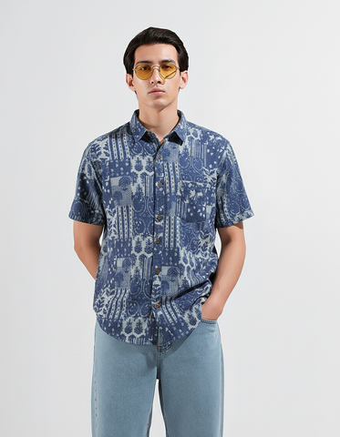 Indigo Half Sleeve Shirt for Men