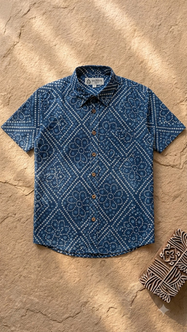 Kartikeya Jaipur Natural Bandhej Print Shirt for Men - Limited Edition