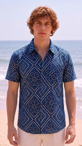 Kartikeya Jaipur Natural Bandhej Print Shirt for Men - Limited Edition