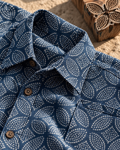 Organic Indigo Mens Full Shirt - By Kartikeya Jaipur ( Pre Book - Dispatch by 5th Oct )