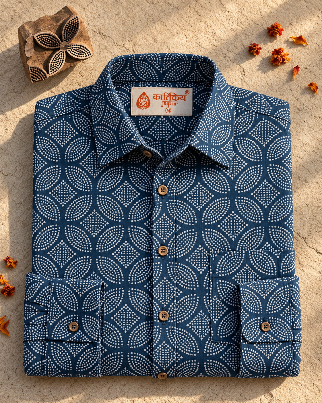 Organic Indigo Mens Full Shirt - By Kartikeya Jaipur ( Pre Book - Dispatch by 5th Oct )