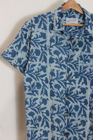 Classic Organic Indigo Print Men's Half Sleeves Shirt