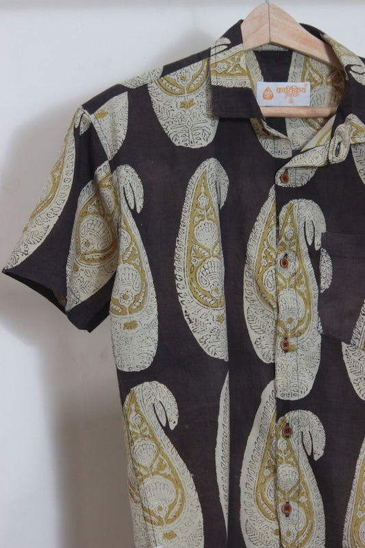 Classic Organic Ajrakh Print Men's Half Sleeves Shirt
