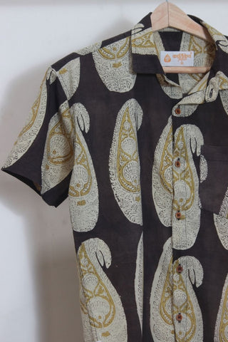 Classic Organic Ajrakh Print Men's Half Sleeves Shirt