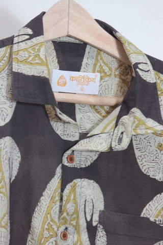 Classic Organic Ajrakh Print Men's Half Sleeves Shirt