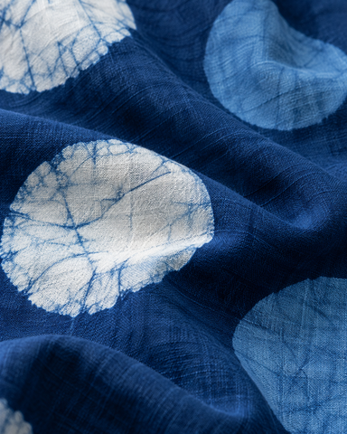 Natural Indigo Hand Block Bold Polka Print Men's Shirt - Organic