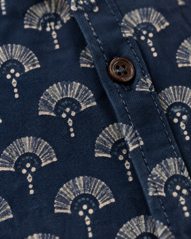 Kartikeya Jaipur Natural Print Indigo Shirt - Limited Edition ( ( Pre book dispatch by 29th SEP )
