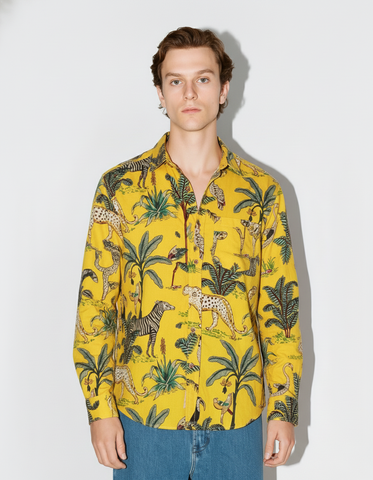 Yellow Full Sleeve Jungle Casual Shirt for Men