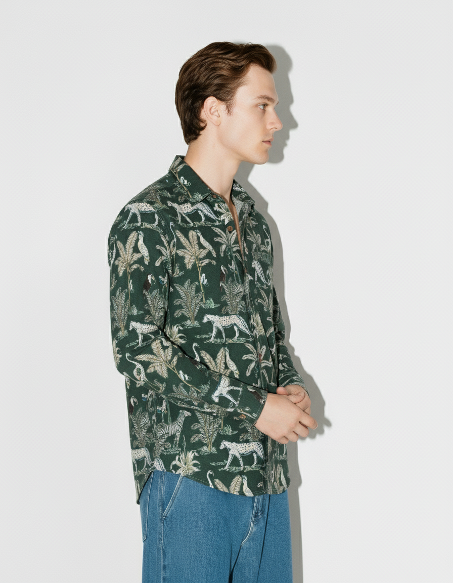 Jungle Green Full Sleeve Casual Shirt for Men