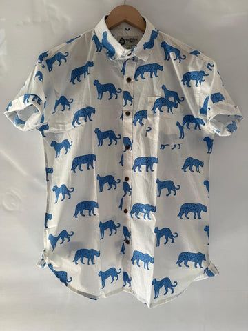 White Jungle Print Vintage Cotton Shirt by Kartikeya Jaipur