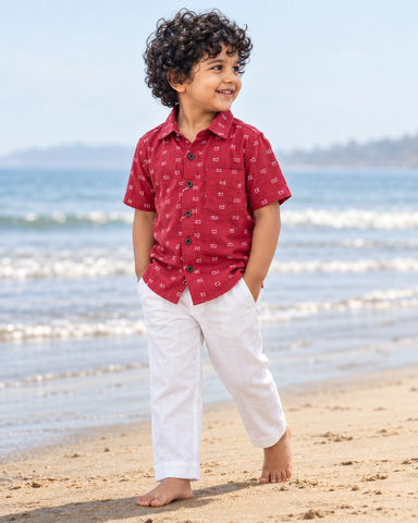 Classic Kannada Alphabet Cotton Shirt For Boys