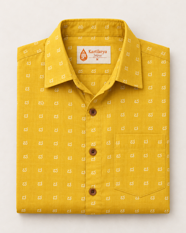 Classic Kannada Print Half Sleeve Shirt Men