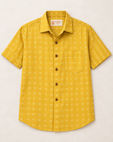 Classic Kannada Print Half Sleeve Shirt Men