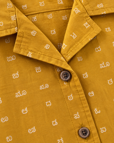 Oversized Classic Kannada Script Cuban Shirt For Womens