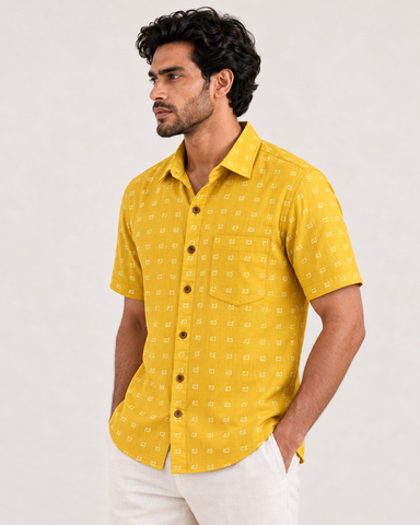 Classic Kannada Print Half Sleeve Shirt Men