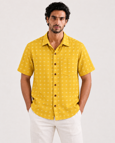 Classic Kannada Print Half Sleeve Shirt Men