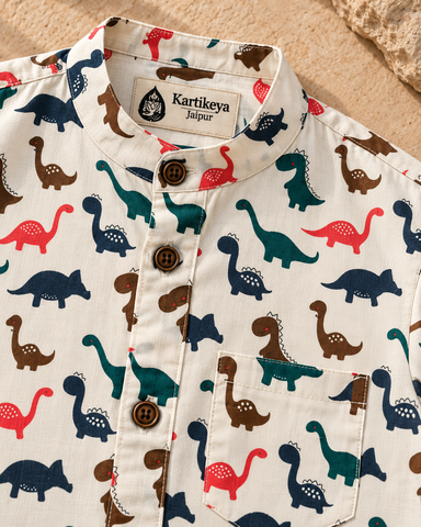 Kartikeya Jaipur Boys Dino Print Shirt