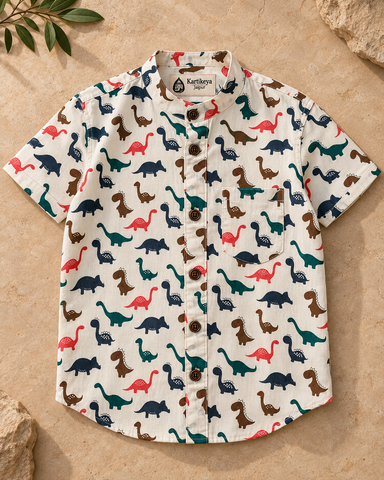 Kartikeya Jaipur Boys Dino Print Shirt