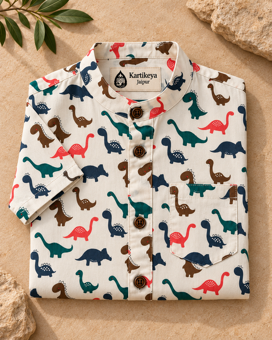 Kartikeya Jaipur Boys Dino Print Shirt