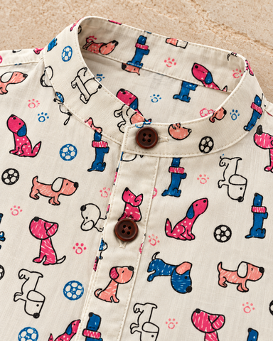 Figure Print Sanganeri Cotton Short Kurta For Boys
