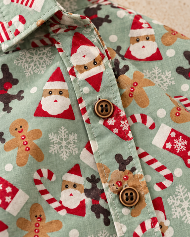 Christmas Print Cotton Classy Shirt For Boys