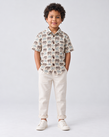 Elephant Print cotton Half sleeves boys shirt