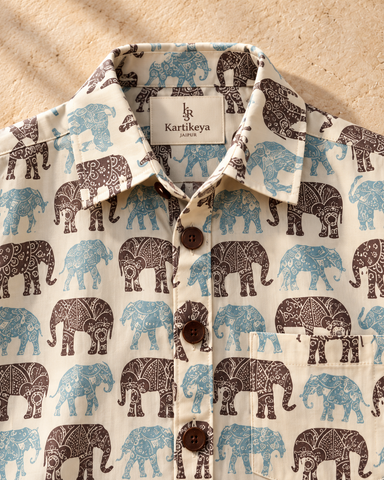 Elephant Print cotton Half sleeves boys shirt