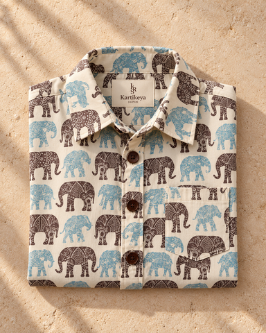 Elephant Print cotton Half sleeves boys shirt