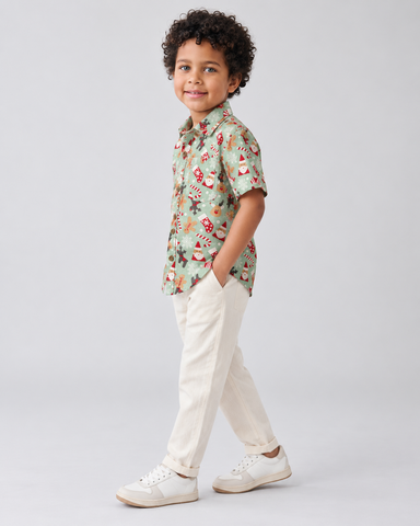 Christmas Print Cotton Classy Shirt For Boys
