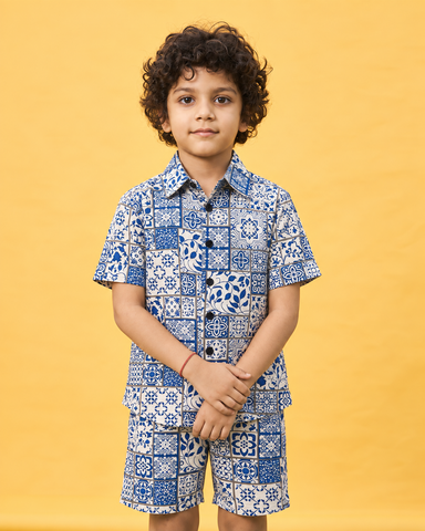 Kartikeye Jaipur Indigo Unisex Co ord Sets for Kids