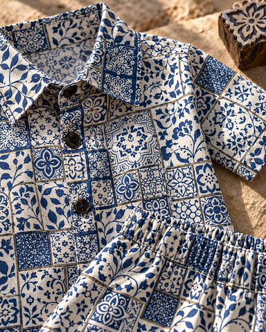 Kartikeye Jaipur Indigo Unisex Co ord Sets for Kids