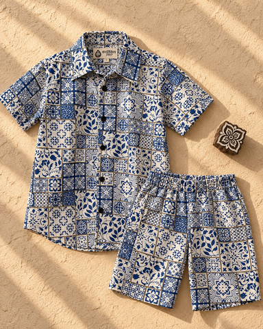 Kartikeye Jaipur Indigo Unisex Co ord Sets for Kids