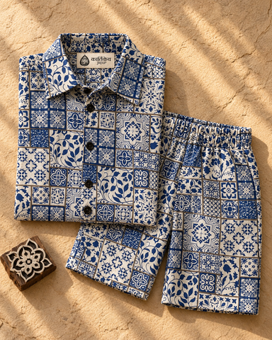 Kartikeye Jaipur Indigo Unisex Co ord Sets for Kids